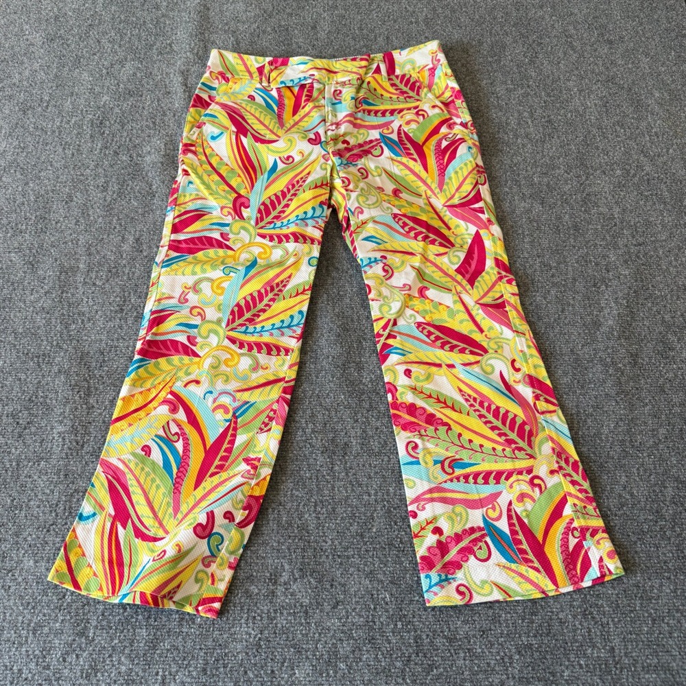 Tommy Hilfiger Fillmore Multi Color Tropical Paisley Stretch Pants Size 4 NEW